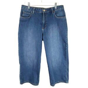 Lee Women's Relaxed Fit Mid Rise Cropped Jeans Denim Blue Size 10
